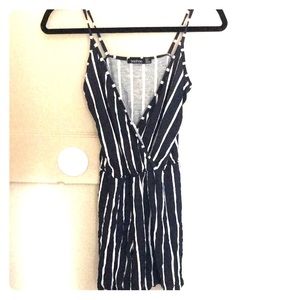 Blue and white romper